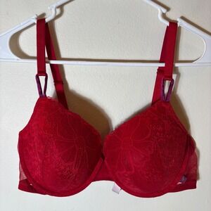 Victoria‎ Secret Red Lace Lined Demi Bra 38D